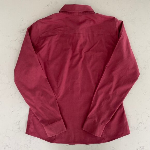 Eddie Bauer LS Stretch Button Down Cotton Shirt Light Burg Sz - no size tag - Picture 7 of 14